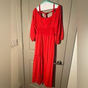 Beatrice B red dress with beading detail
